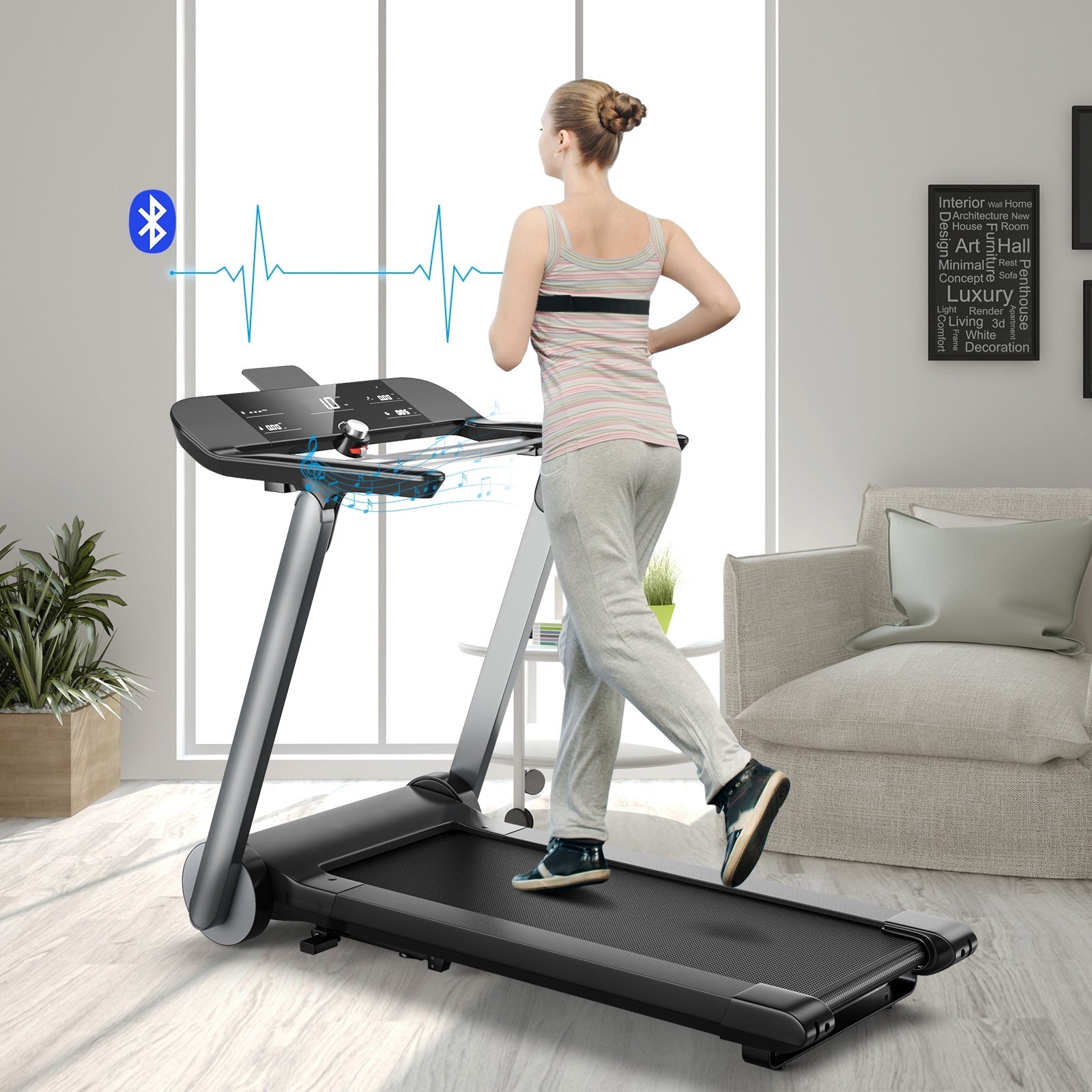Italian Folding Treadmill with Heart Rate Monitoring Features