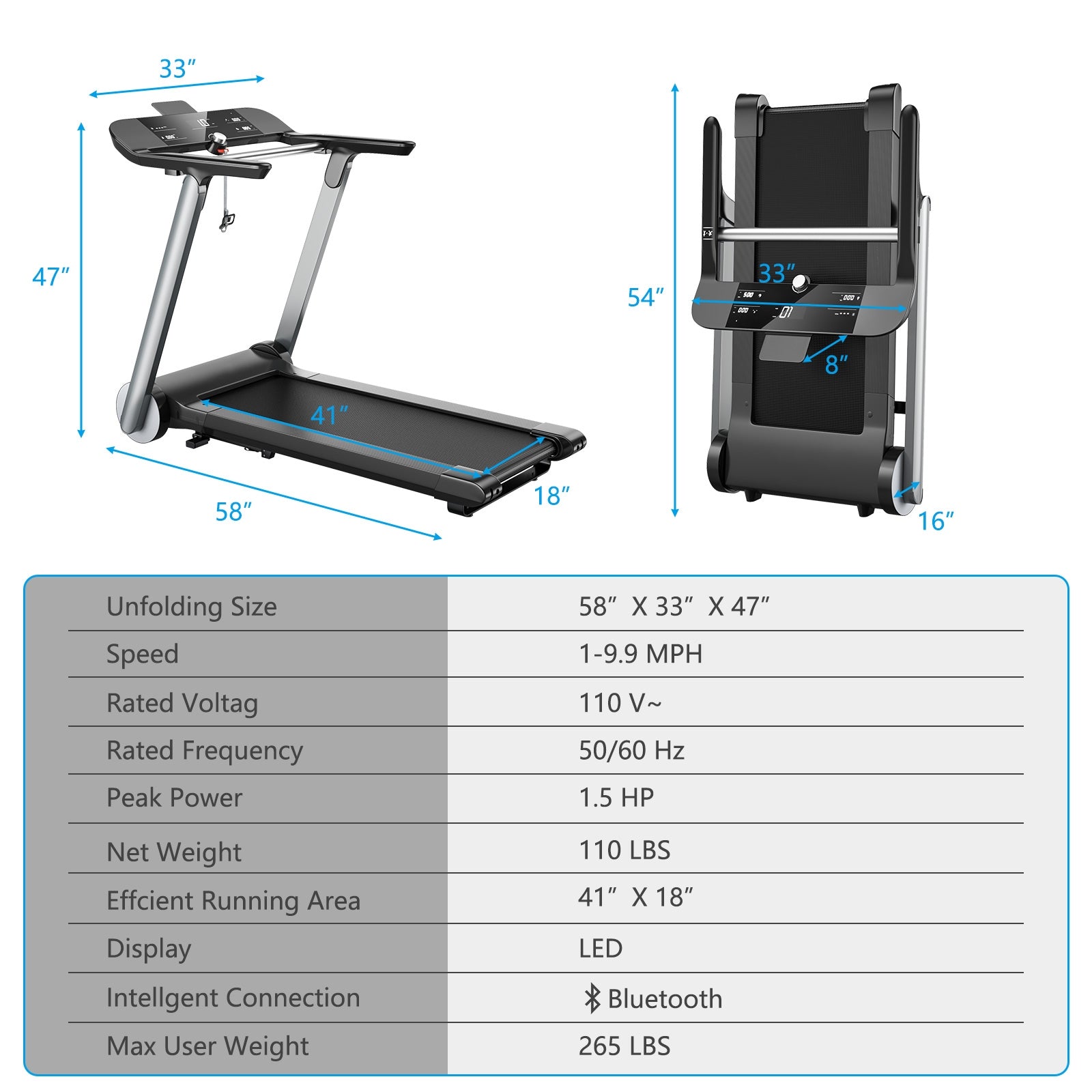 Italian Folding Treadmill with Heart Rate Monitoring Features