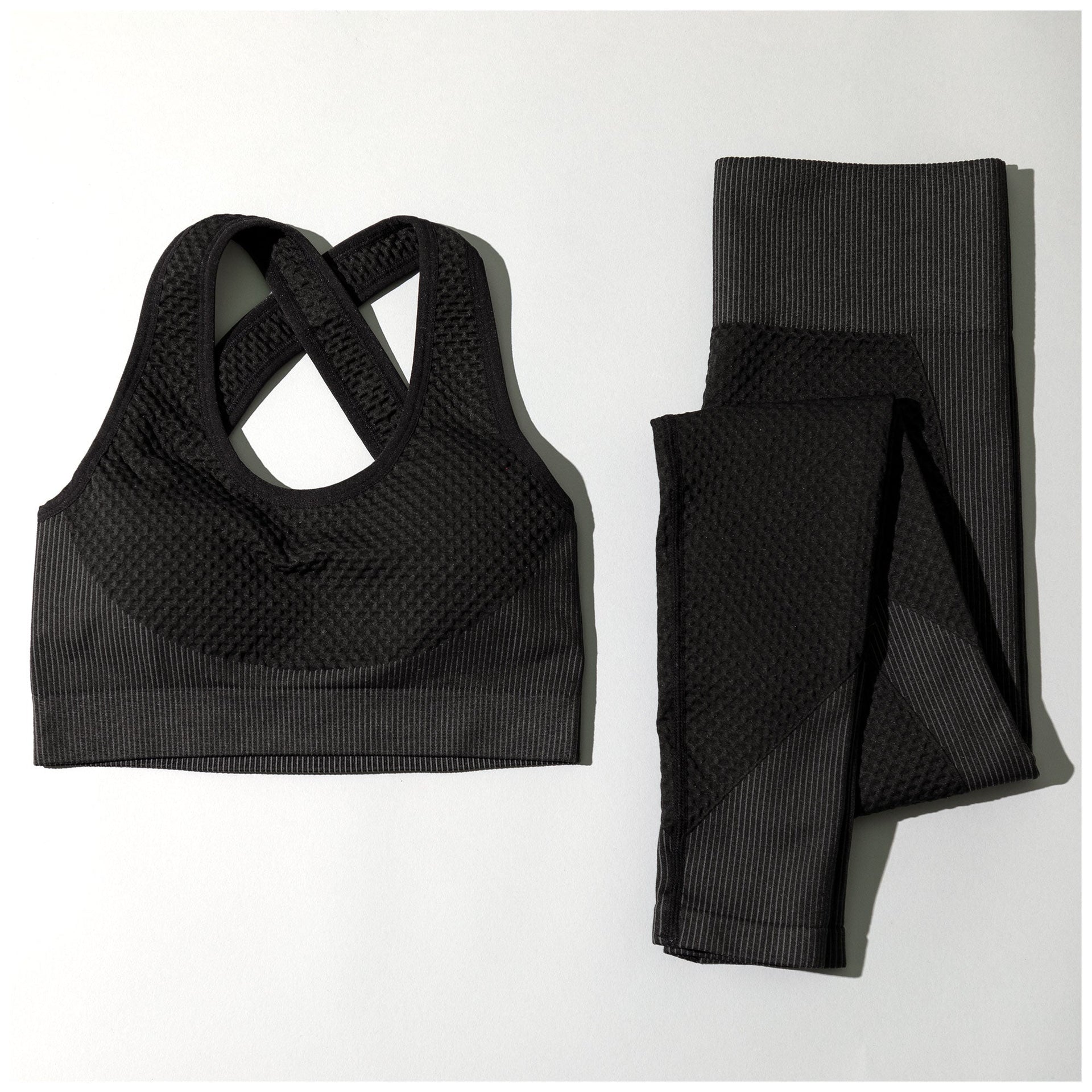 Textured Leggings and Sports Bra Activewear Set