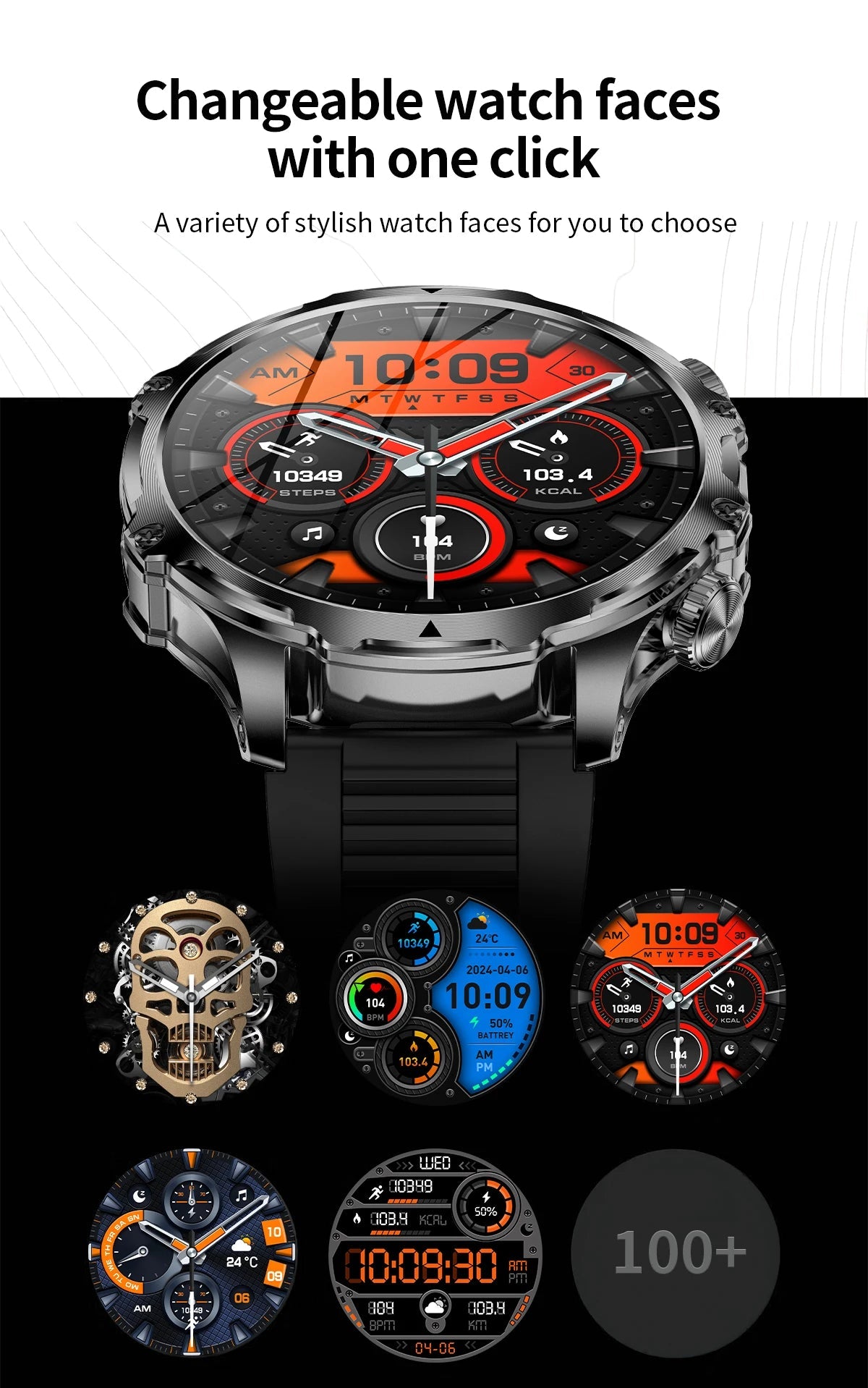Smart Watch with Flashlight Fitness Tracker
