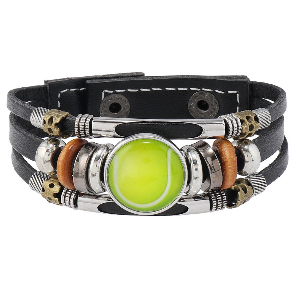 Beaded Sports Team Bracelets Football Baseball Basketball Accessories