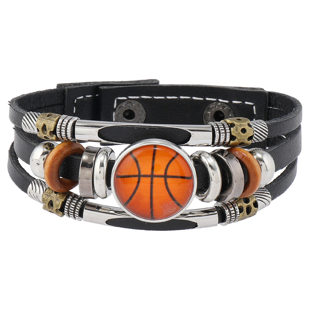 Beaded Sports Team Bracelets Football Baseball Basketball Accessories