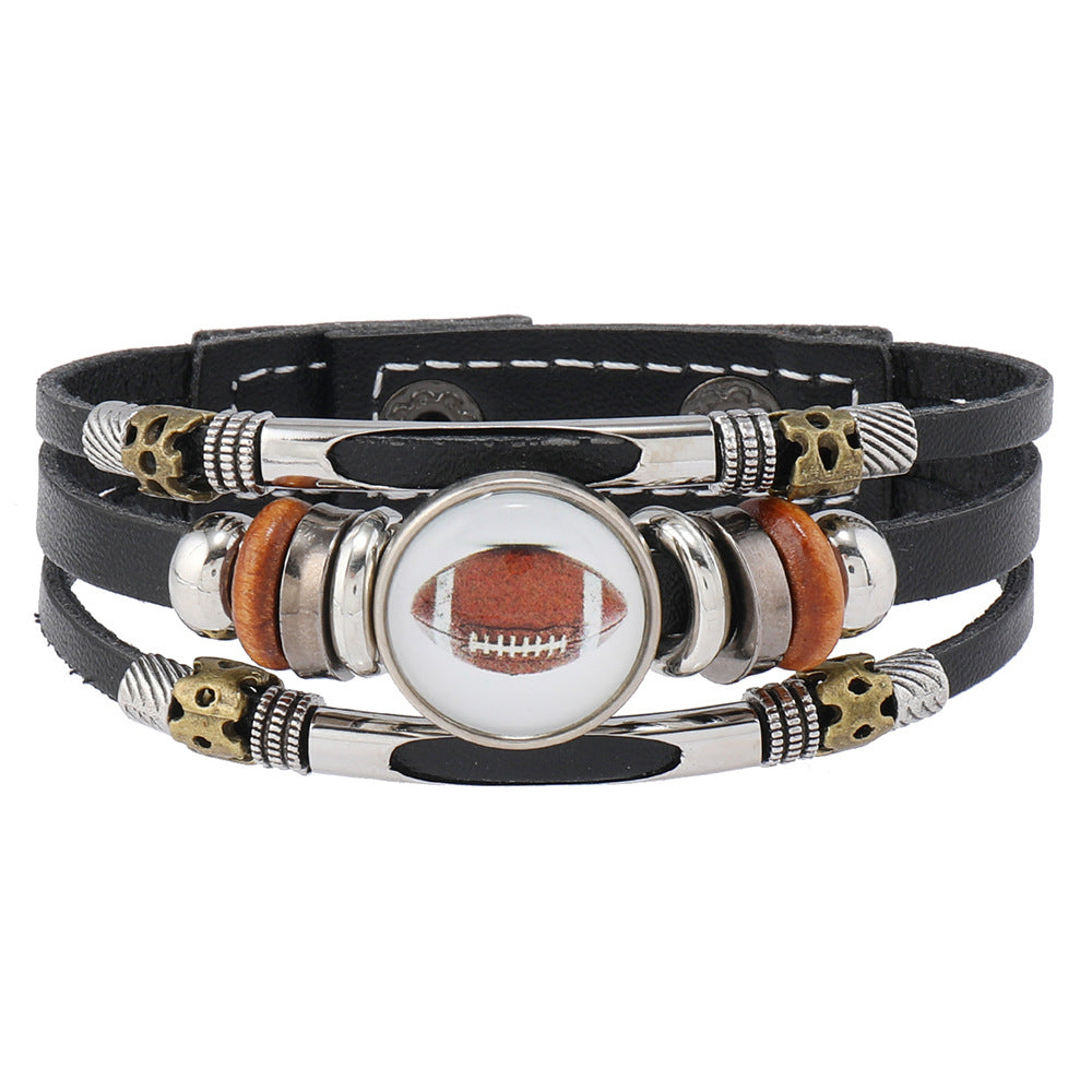 Beaded Sports Team Bracelets Football Baseball Basketball Accessories