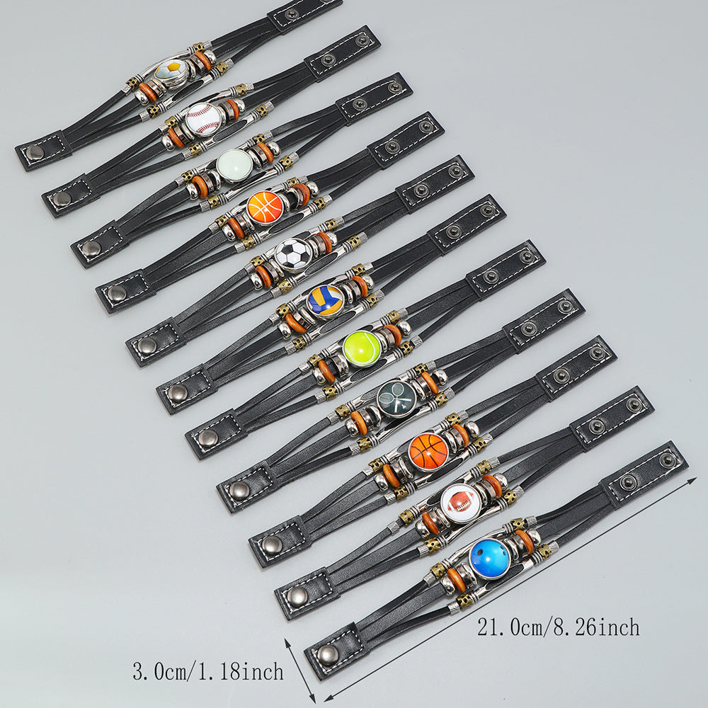 Beaded Sports Team Bracelets Football Baseball Basketball Accessories