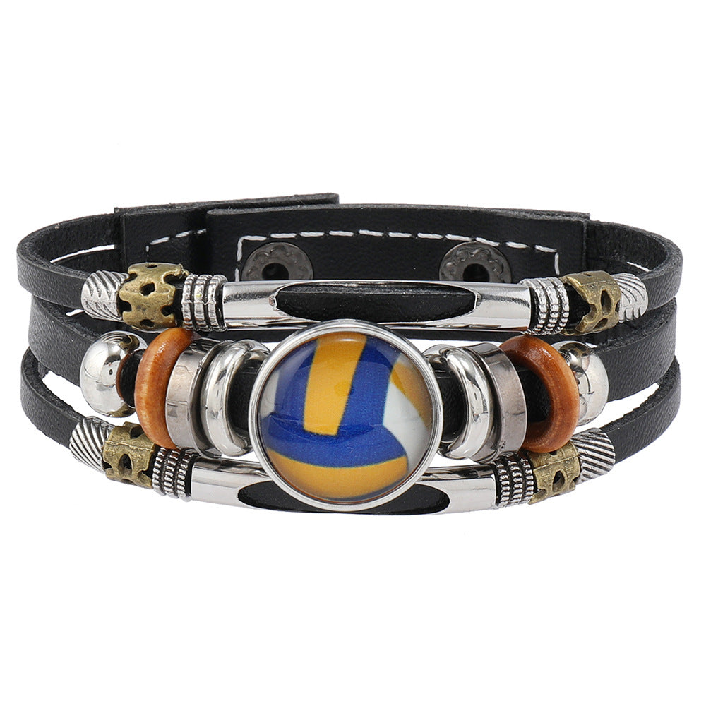 Beaded Sports Team Bracelets Football Baseball Basketball Accessories