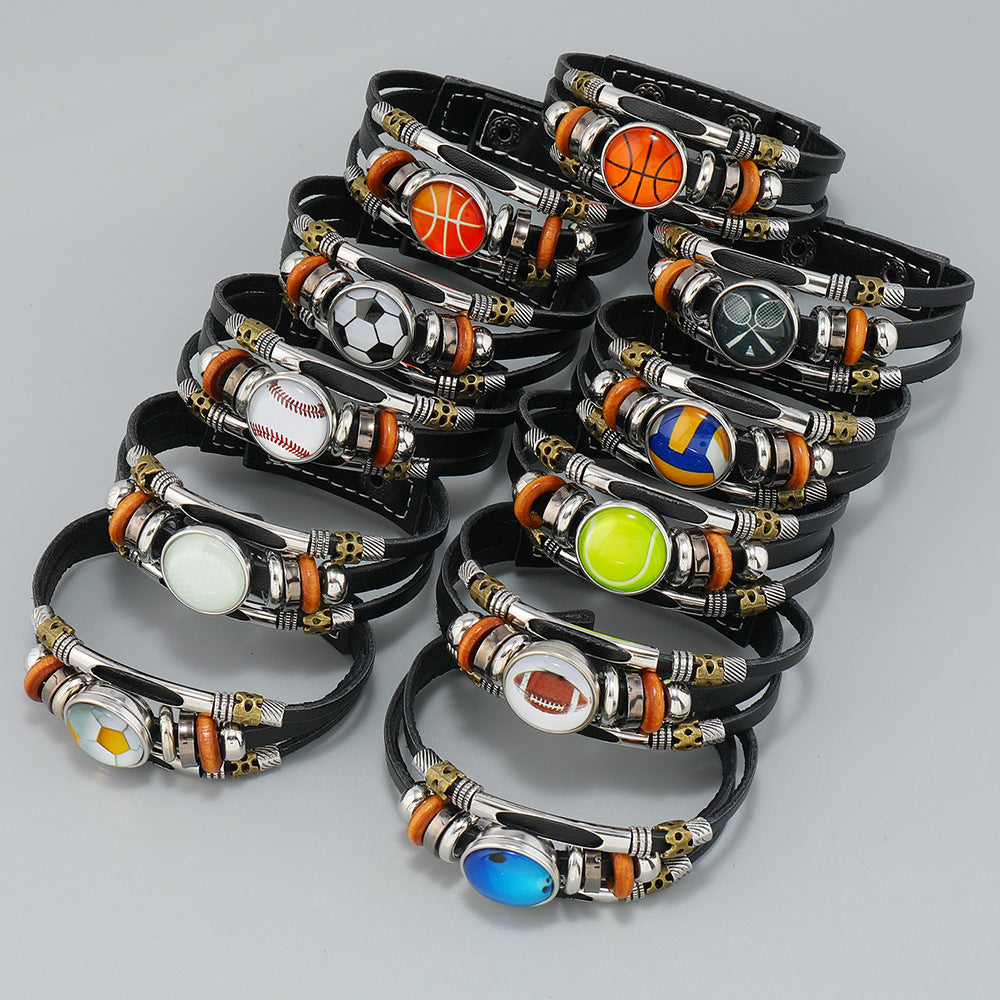 Beaded Sports Team Bracelets Football Baseball Basketball Accessories