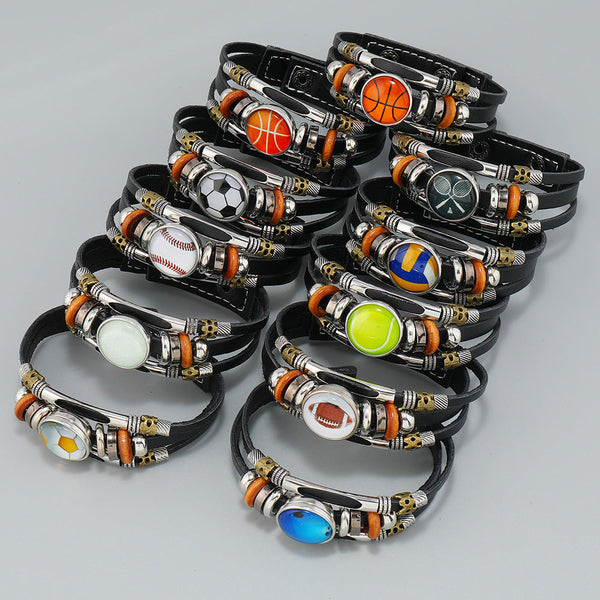 Beaded Sports Team Bracelets Football Baseball Basketball Accessories