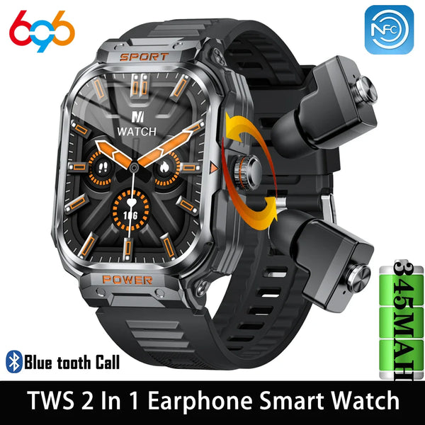 2-in-1 Smart Watch with TWS Bluetooth Earbuds