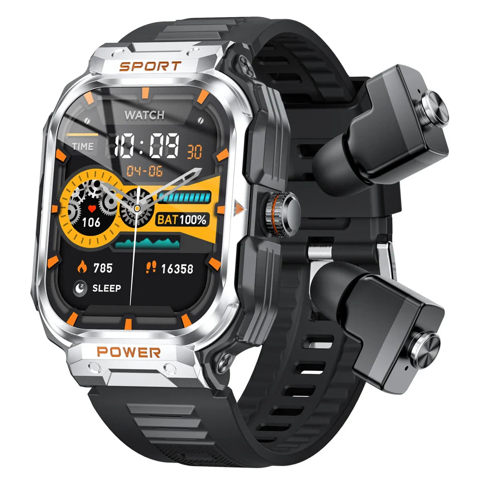 2-in-1 Smart Watch with TWS Bluetooth Earbuds