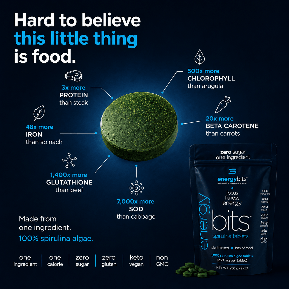 Spirulina Large Bag Nutrient Dense Supplement