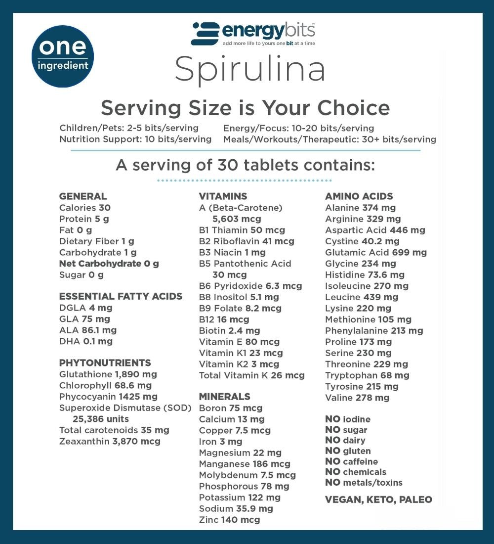 Spirulina Large Bag Nutrient Dense Supplement