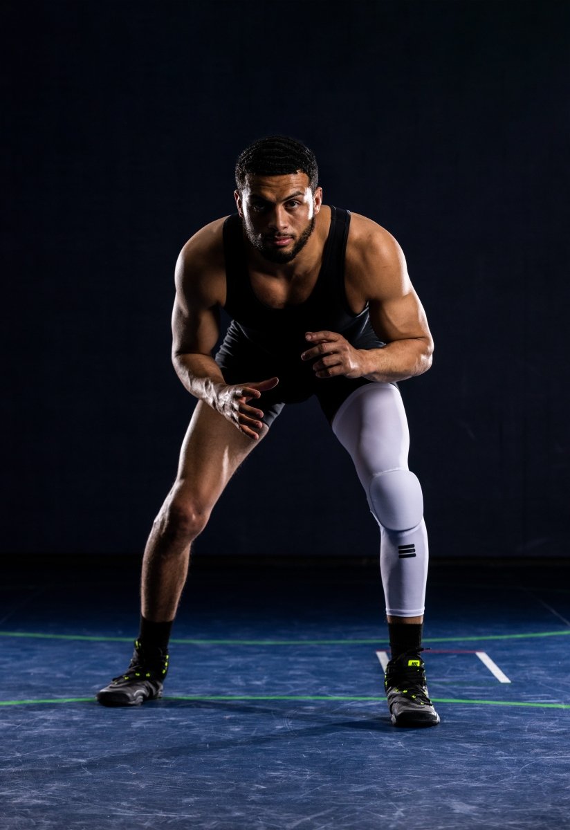 Full Length White Padded Knee Support Sleeve