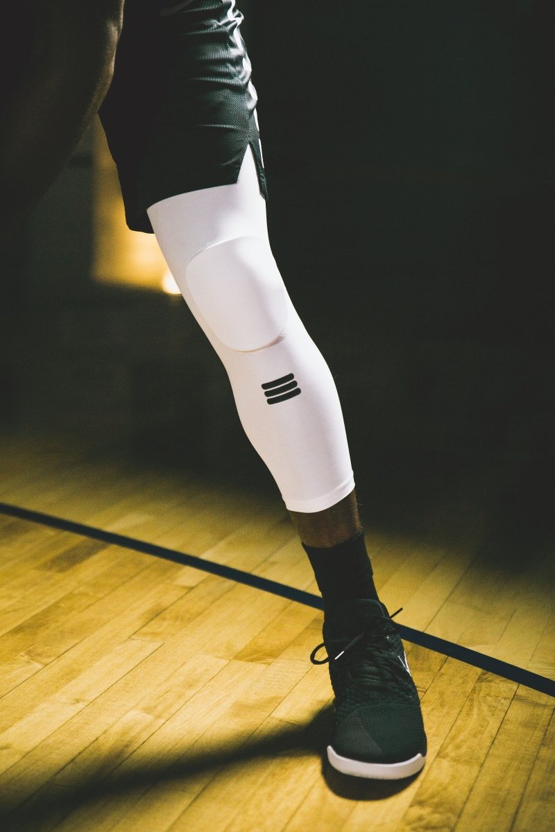 Full Length White Padded Knee Support Sleeve