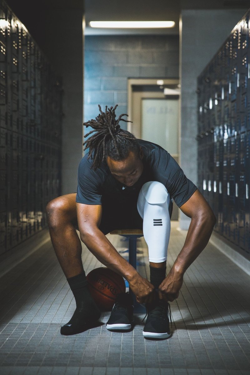 Full Length White Padded Knee Support Sleeve