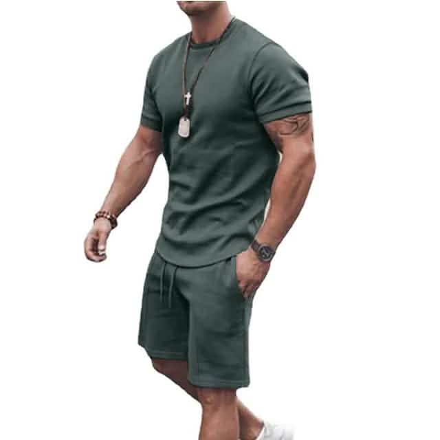 Men's Casual Activewear Running T-Shirt Shorts Set